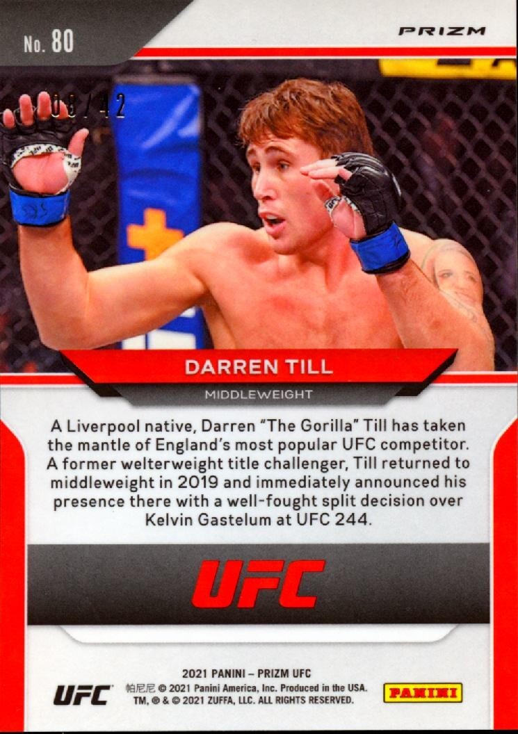 Darren Till 2021 Prizm UFC Pink Pulsar Prizm MMA SSP 8/42 #80
