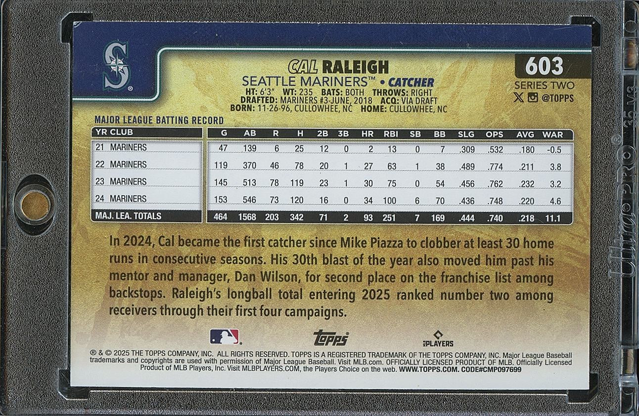 Cal Raleigh 2025 Topps Golden Mirror Image SSP Seattle Mariners #603