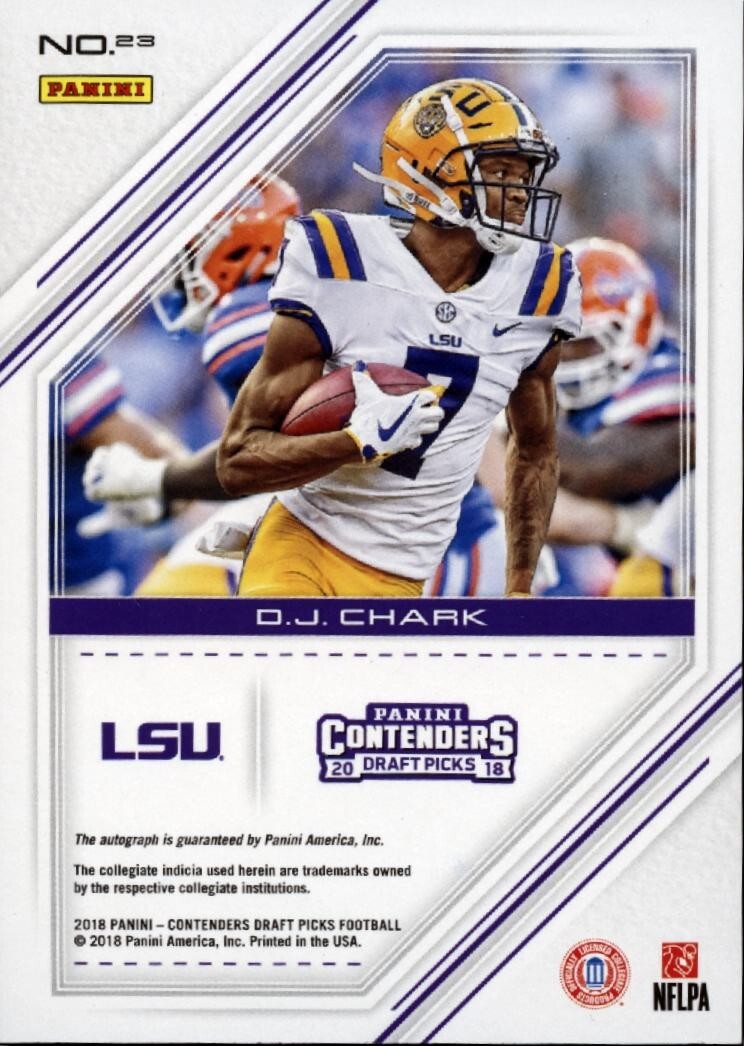 DJ Chark Jr. 2018 Contenders Auto Autograph Cracked Ice RC LSU Tigers 18/23