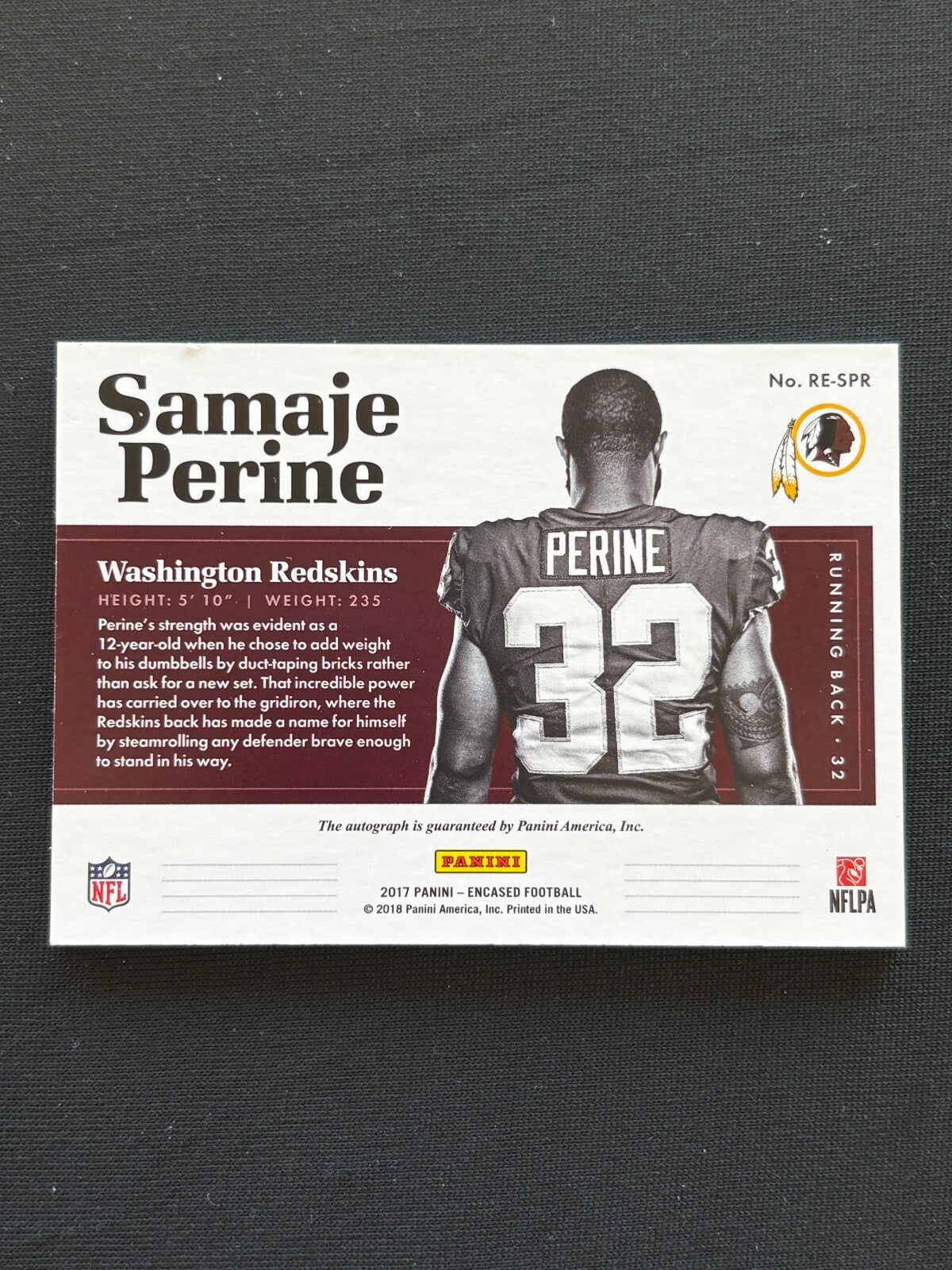 Samaje Perine 2017 Encased Inscription Auto Autograph "Boomer Sooner" 41/75
