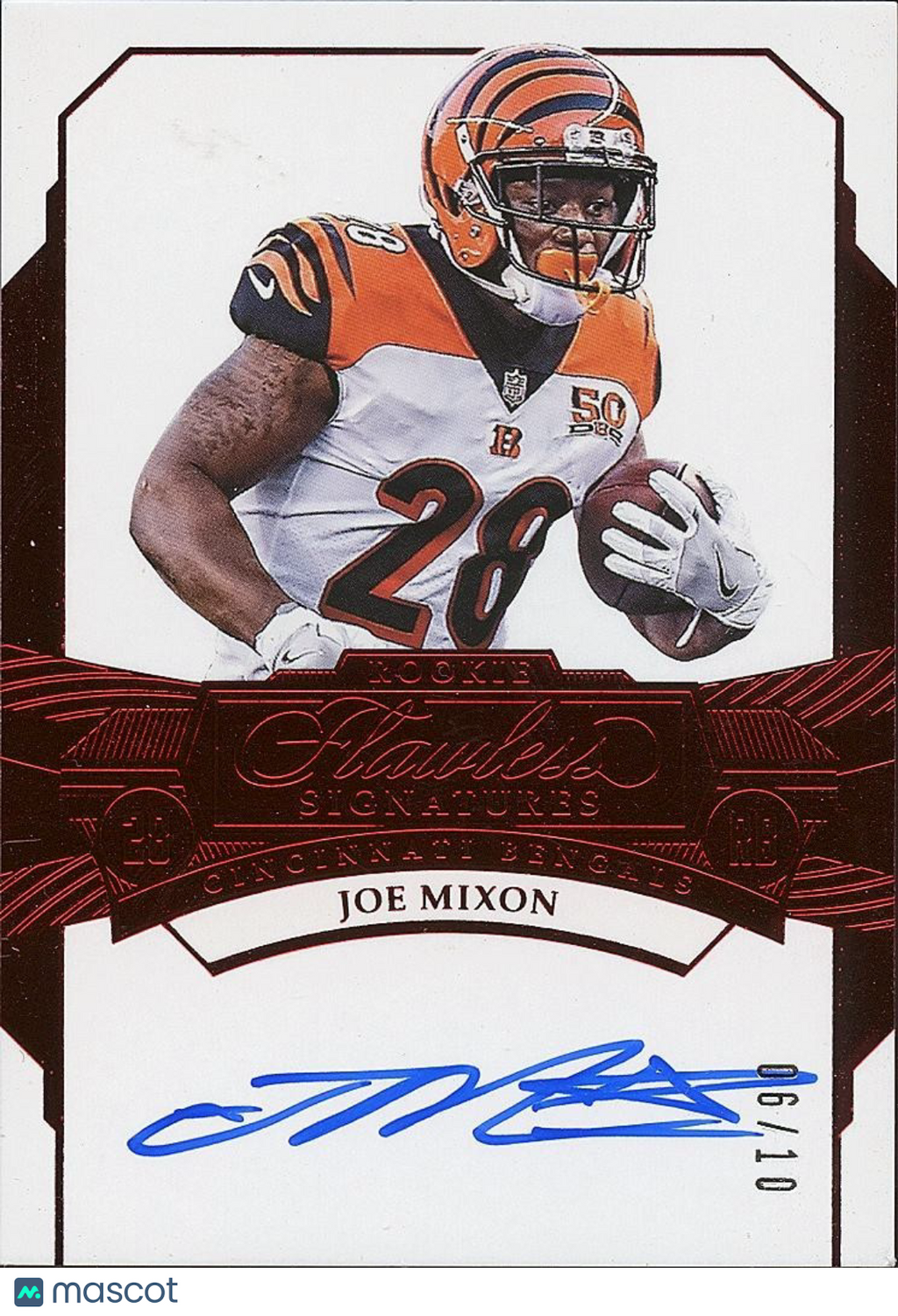Joe Mixon 2017 Flawless Ruby Auto Autograph Rookie Cincinnati Bengals 6/10