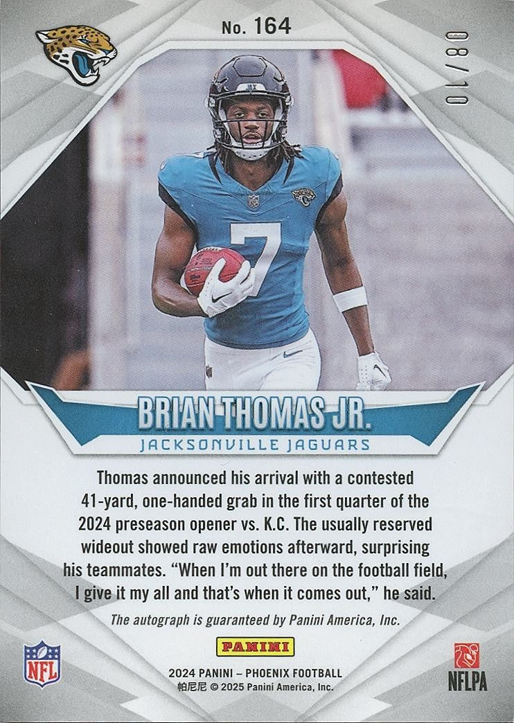 Brian Thomas Jr. 2024 Phoenix GOLD Pandora Auto Autograph Rookie RC Jaguars 8/10