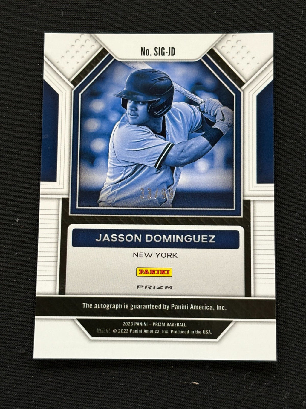 Jasson Dominguez 2023 Prizm Purple Auto Autograph New York Yankees 33/99