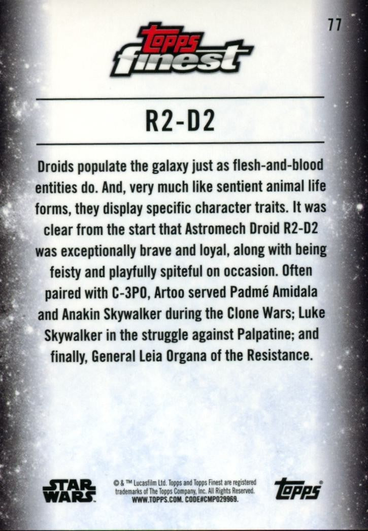 R2-D2 2018 Topps Finest Black Refractor SSP Star Wars 8/10 #77