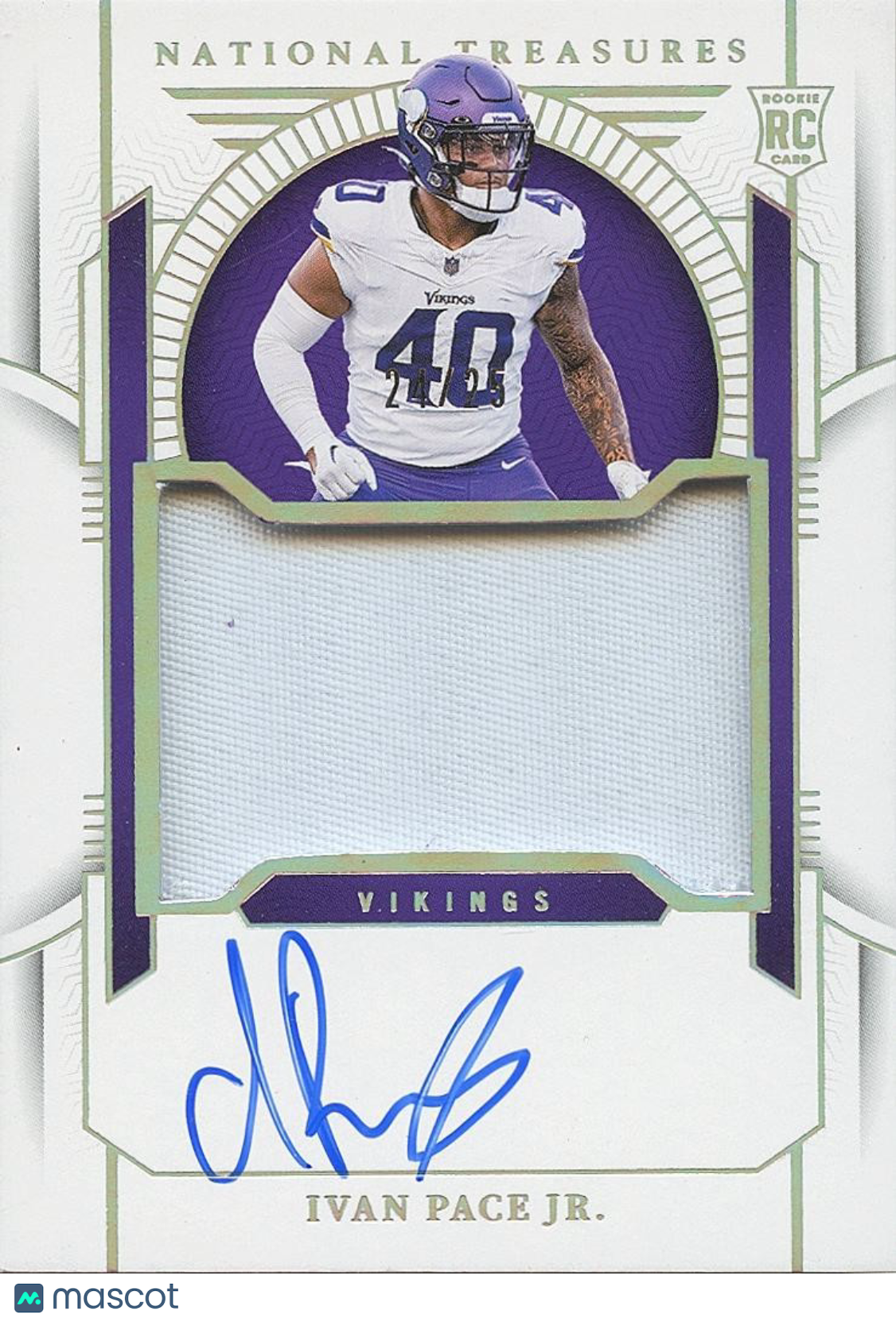 Ivan Pace Jr. 2023 National Treasures Auto Autograph Patch RC Vikings 24/25 #202