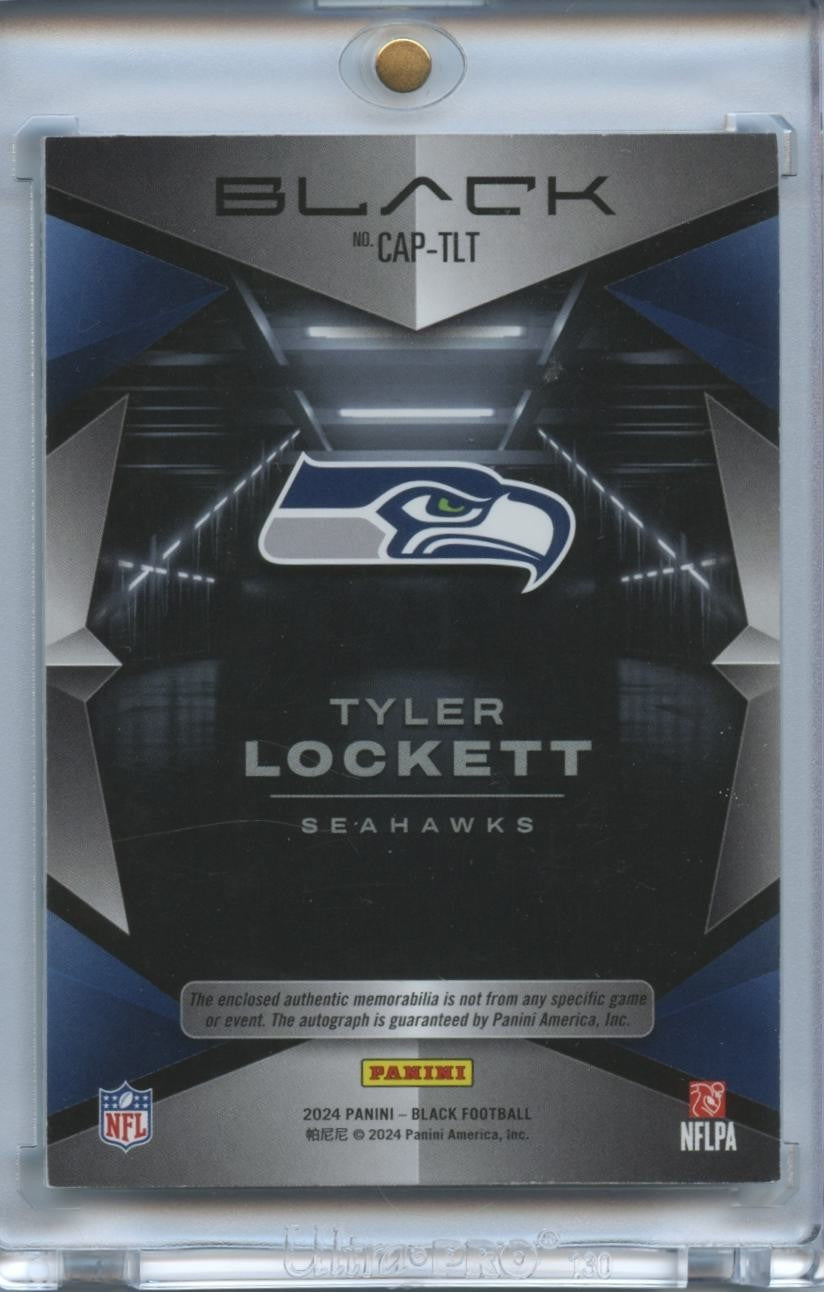 Tyler Lockett 2024 Panini Black Auto Autograph Laundry Tag Patch Seahawks 27/49
