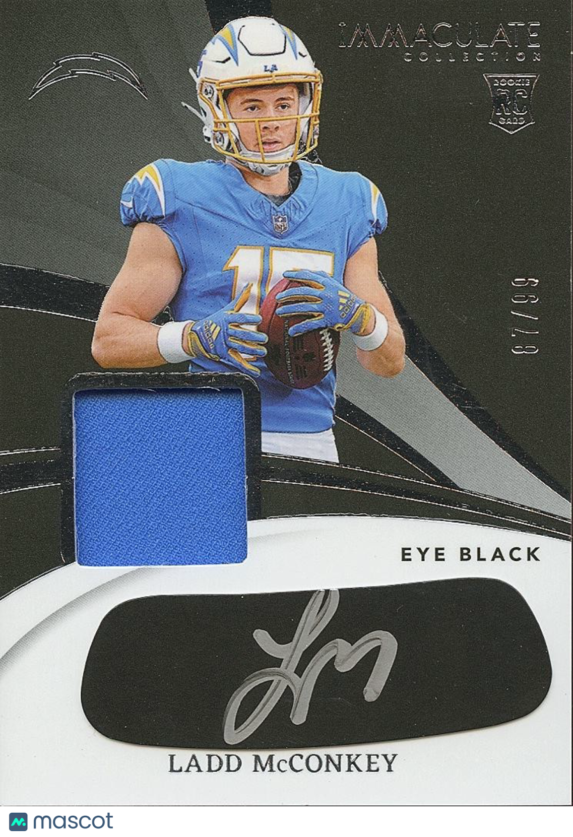 Ladd Mcconkey 2024 Immaculate Eye Black Auto Autograph Jersey RC Chargers 87/99