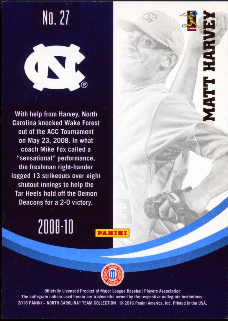 Matt Harvey 2016 Panini Multisport GOLD North Carolina Tar Heels 11/25 #27