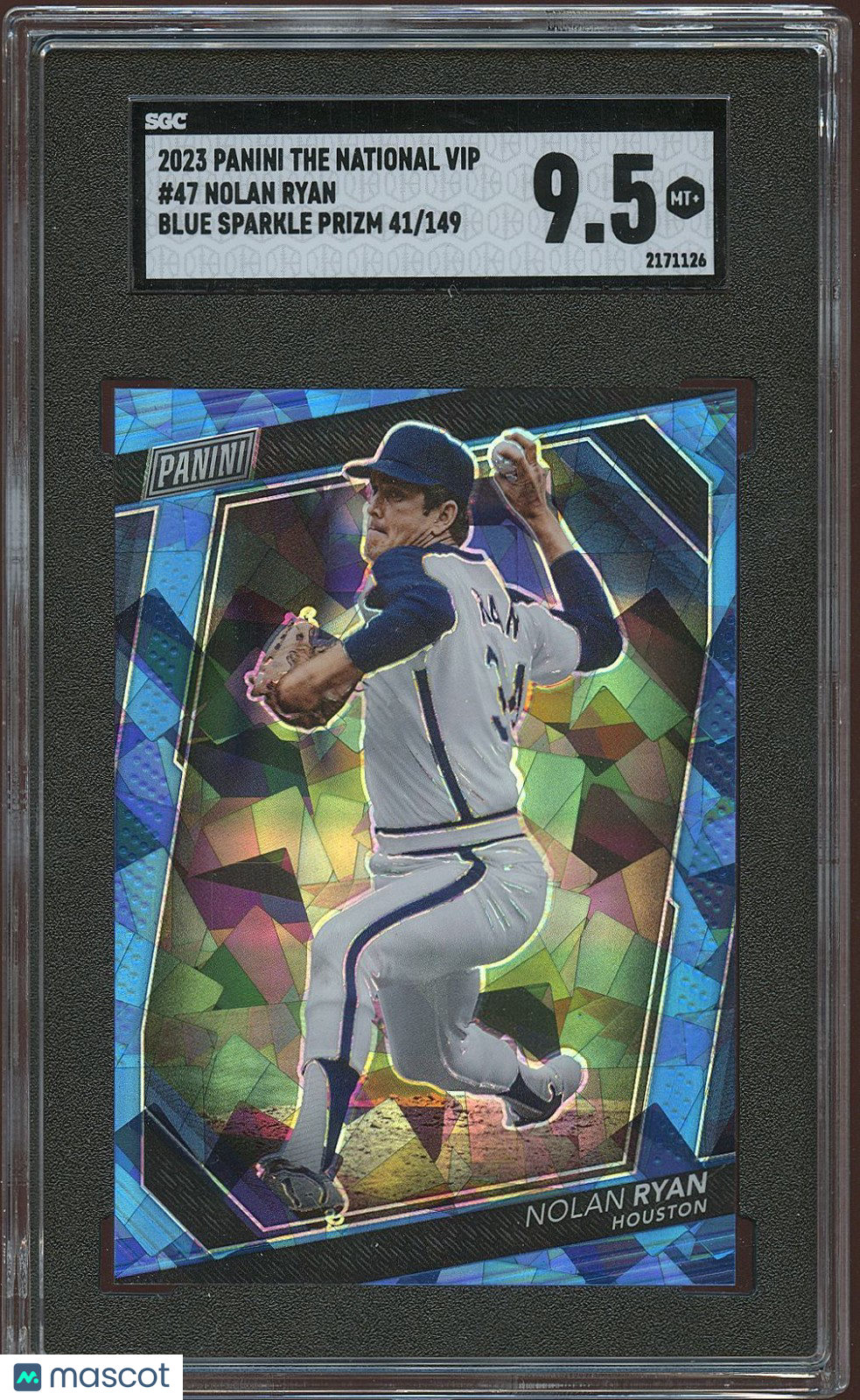 Nolan Ryan 2023 Panini National VIP Blue Sparkle Prizm 41/149 Astros SGC 9.5