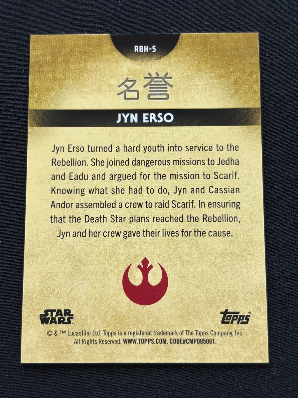Jyn Erso 2025 Topps Star Wars Meiyo BLUE Rebel Honors 28/50 #5