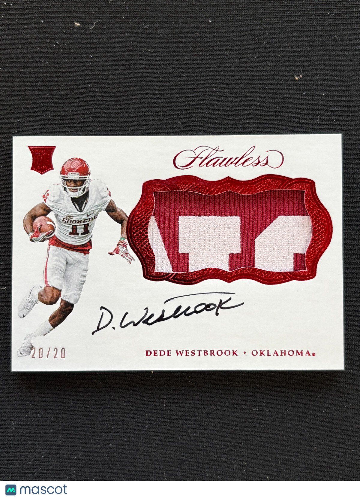 Dede Westbrook 2017 Flawless Red Auto Autograph Patch RC Oklahoma Sooners 20/20