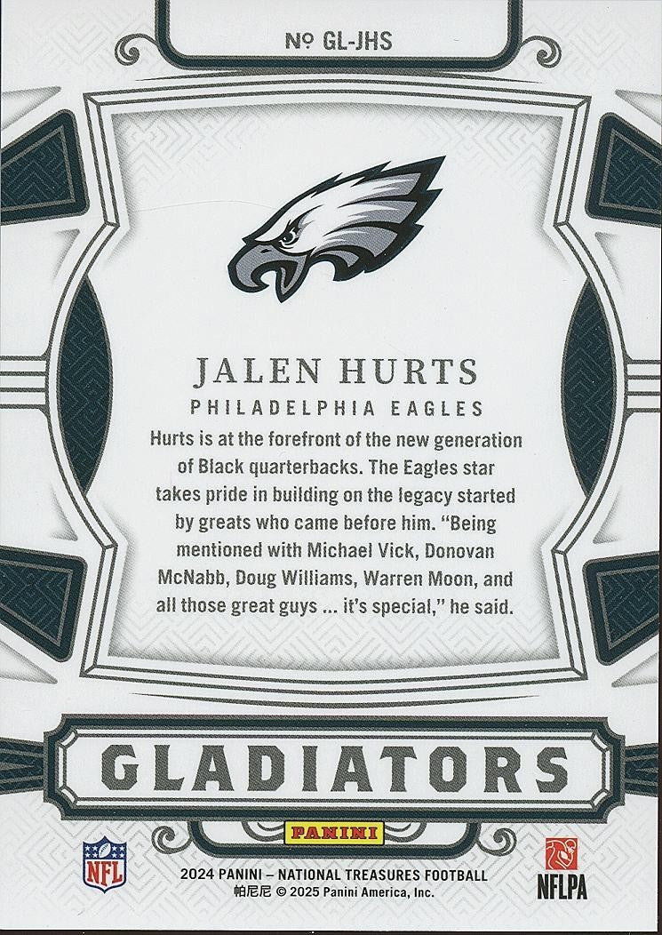 Jalen Hurts 2024 National Treasures Gladiators Philadelphia Eagles 21/50