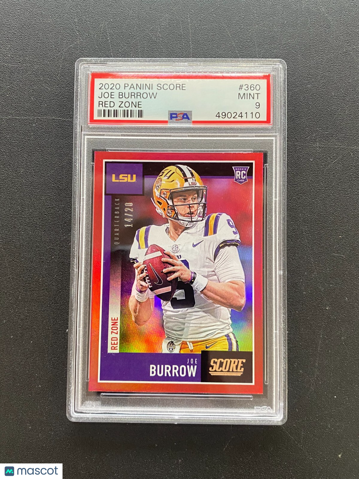 Joe Burrow 2020 Score Red Zone SSP Rookie RC LSU Tigers Bengals 14/20 PSA 9