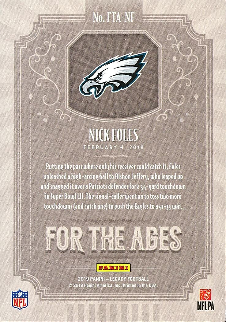 Nick Foles 2019 Legacy For The Ages Philly Special Philadelphia Eagles
