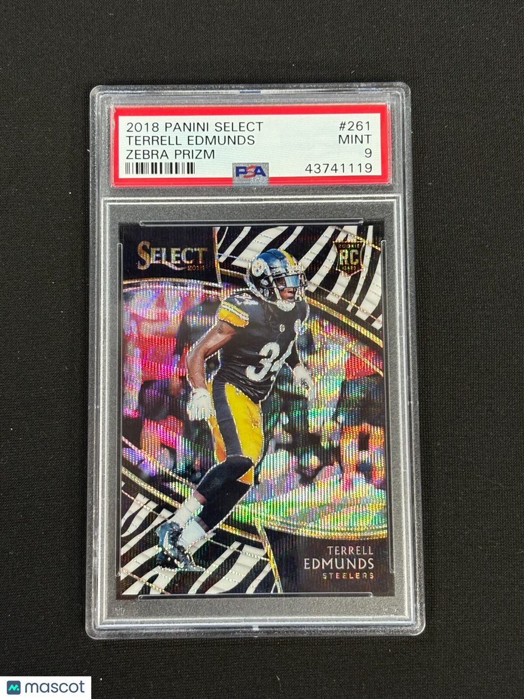 Terrell Edmunds 2018 Select Zebra Prizm CASE HIT SSP Rookie RC Steelers PSA 9