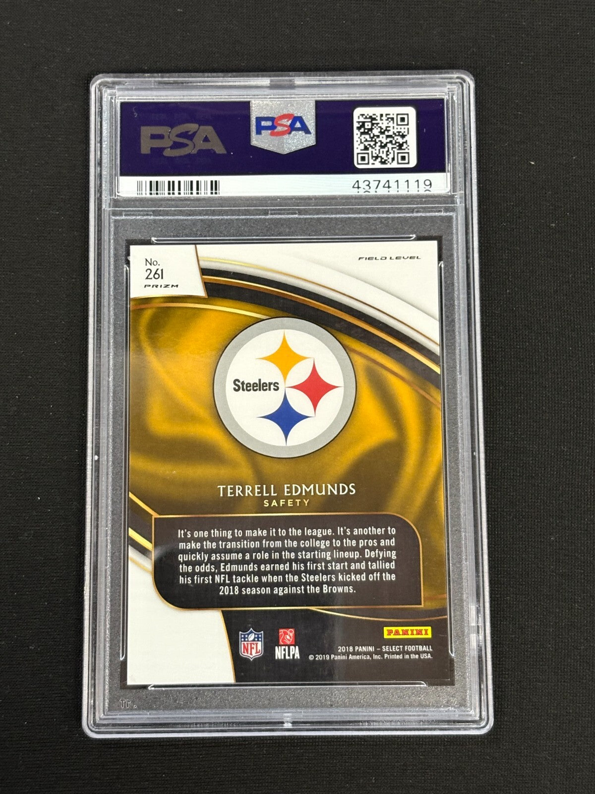 Terrell Edmunds 2018 Select Zebra Prizm CASE HIT SSP Rookie RC Steelers PSA 9