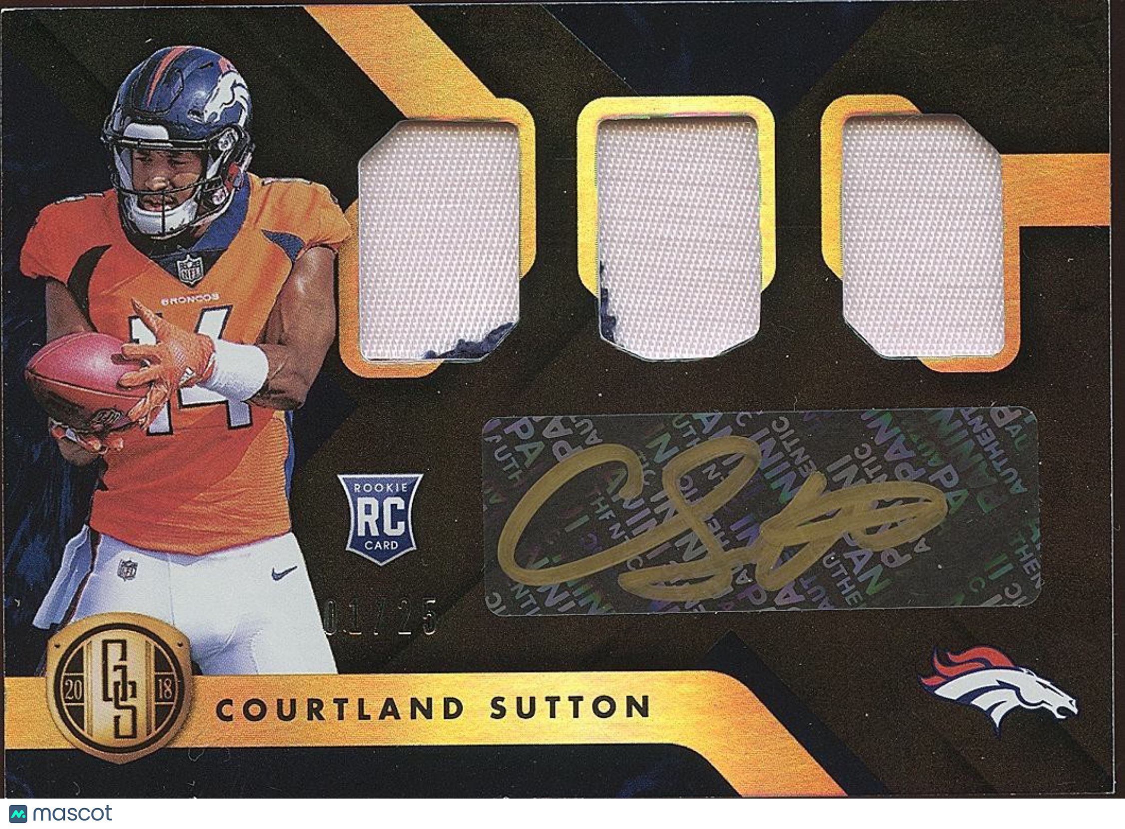 Courtland Sutton 2018 Gold Standard Auto Autograph Patch RC Denver Broncos 1/25