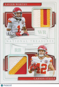 Xavier Worthy / Carson Steele 2024 National Treasures Patch RC KC Chiefs 3/25