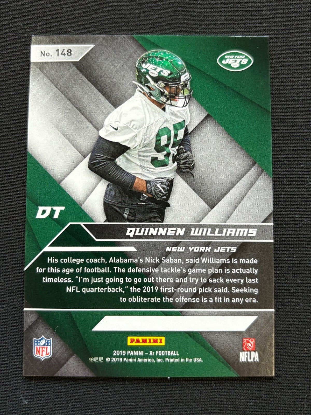 Quinnen Williams 2019 XR Purple Rookie RC SSP New York Jets 3/25