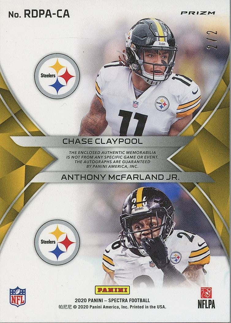 Chase Claypool / Mcfarland 2020 Spectra Nebula Auto Autograph Patch Steelers 2/2