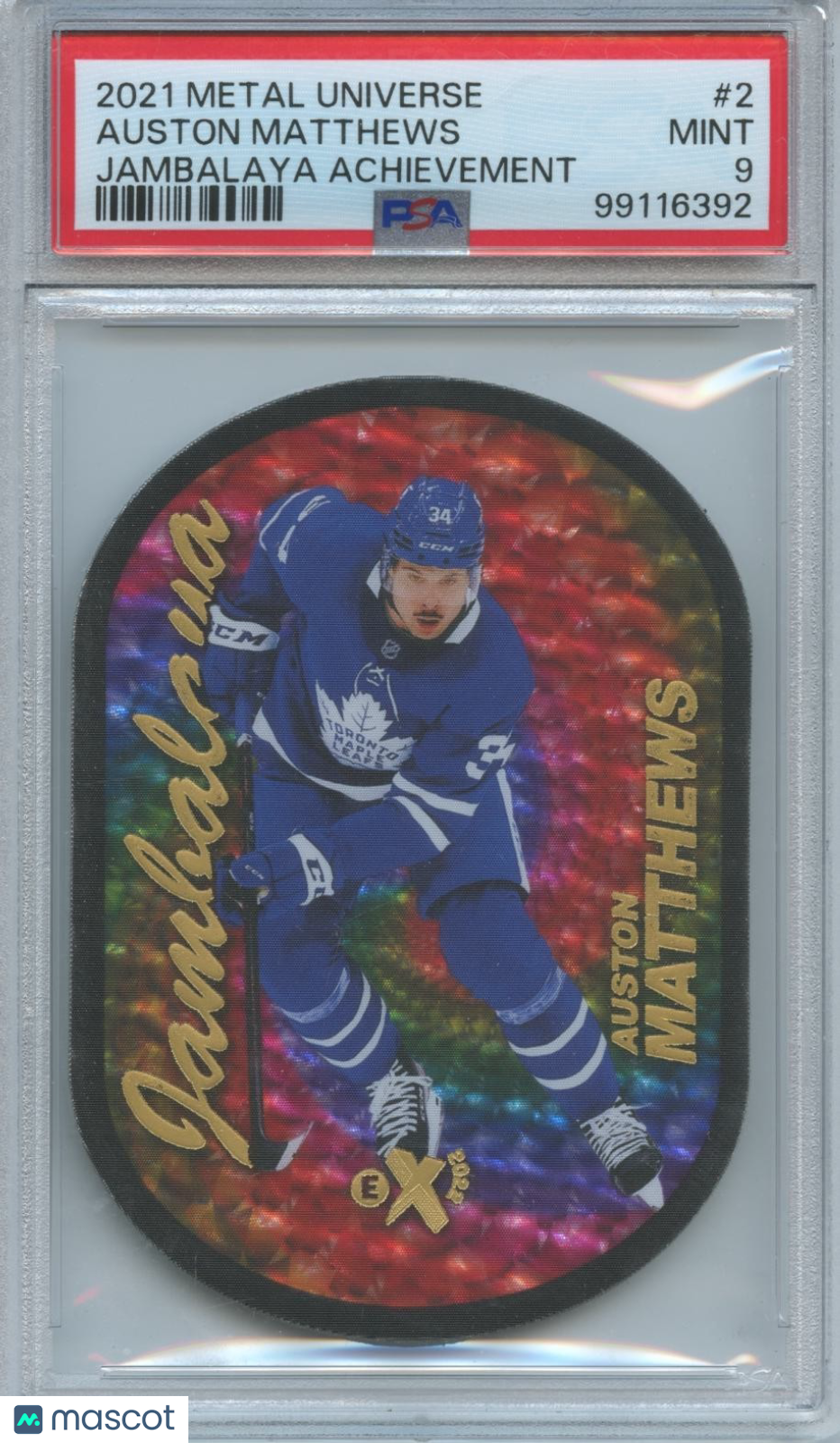 Auston Matthews 2021-22 Metal Universe Jambalaya SSP Toronto Maple Leafs PSA 9