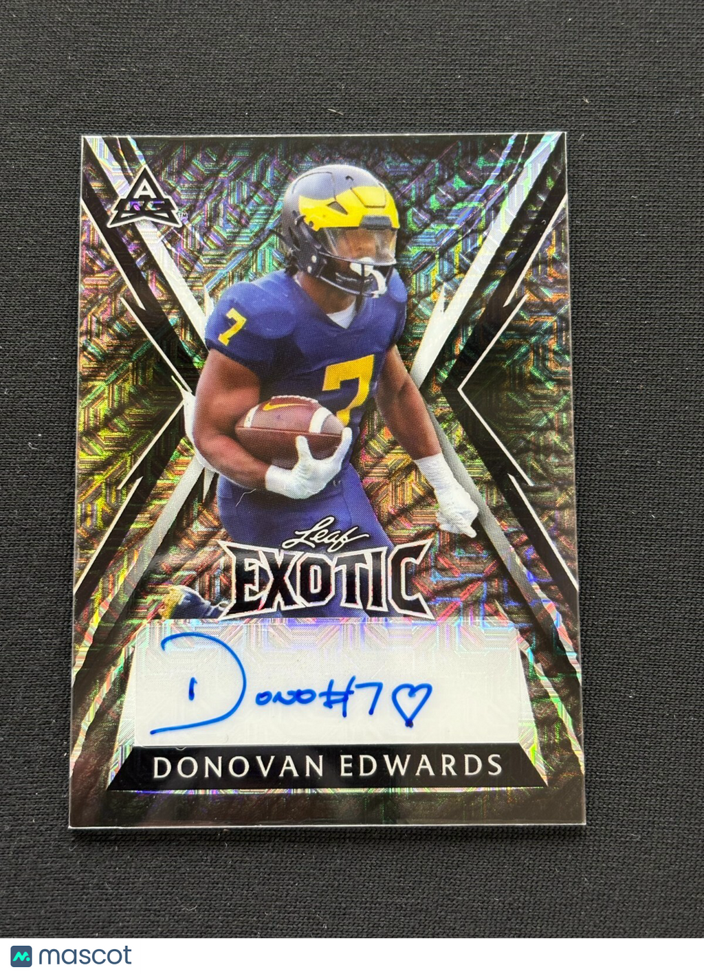 Donovan Edwards 2024 Leaf Auto Autograph JERSEY NUMBER RC Michigan 1/7