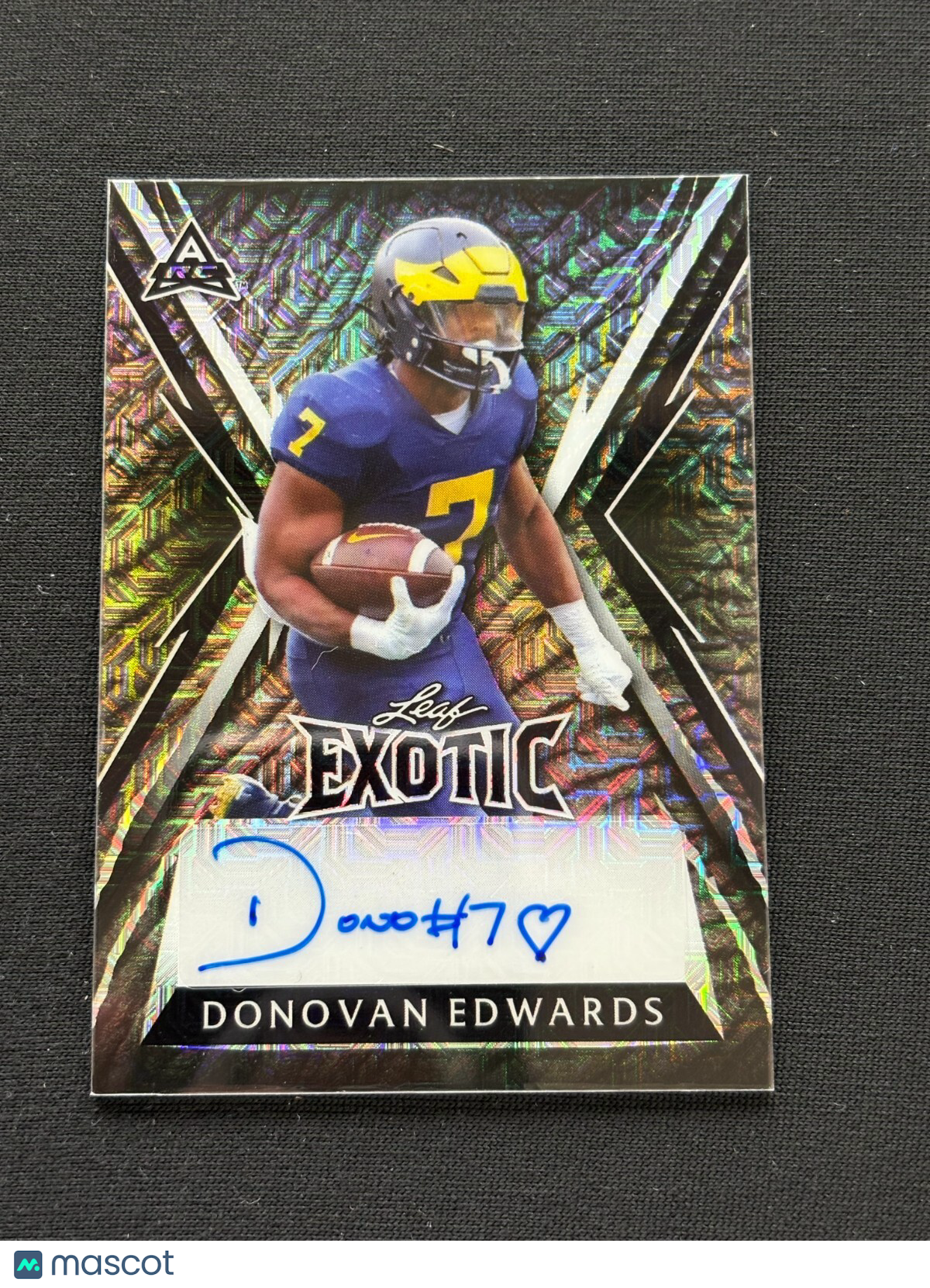 Donovan Edwards 2024 Leaf Auto Autograph JERSEY NUMBER RC Michigan 1/7