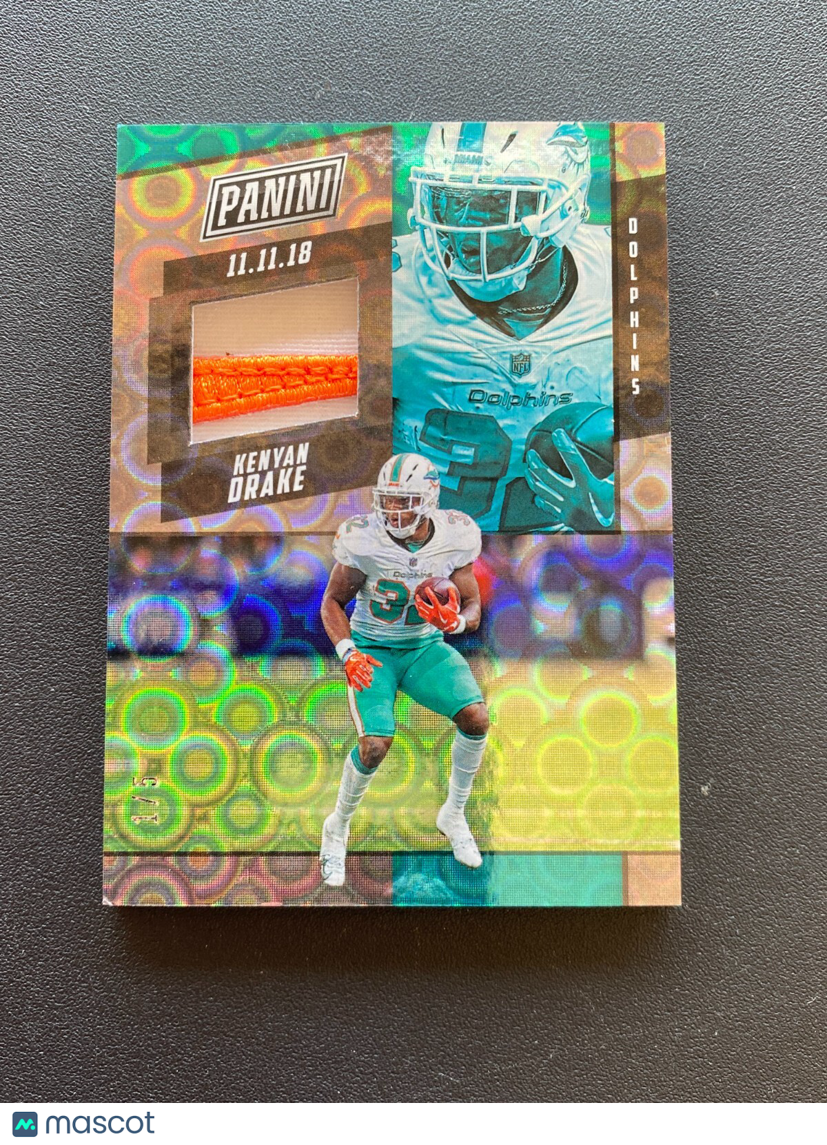 Kenyan Drake 2019 The National Game Worn Nike Swoosh Patch Miami Dolphins 1/5