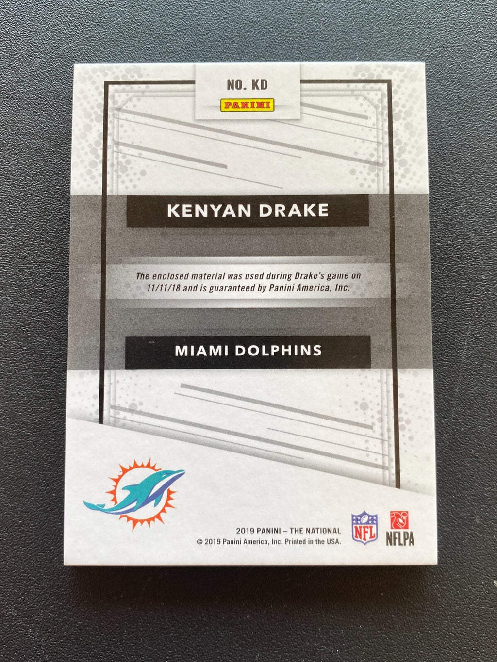 Kenyan Drake 2019 The National Game Worn Nike Swoosh Patch Miami Dolphins 1/5