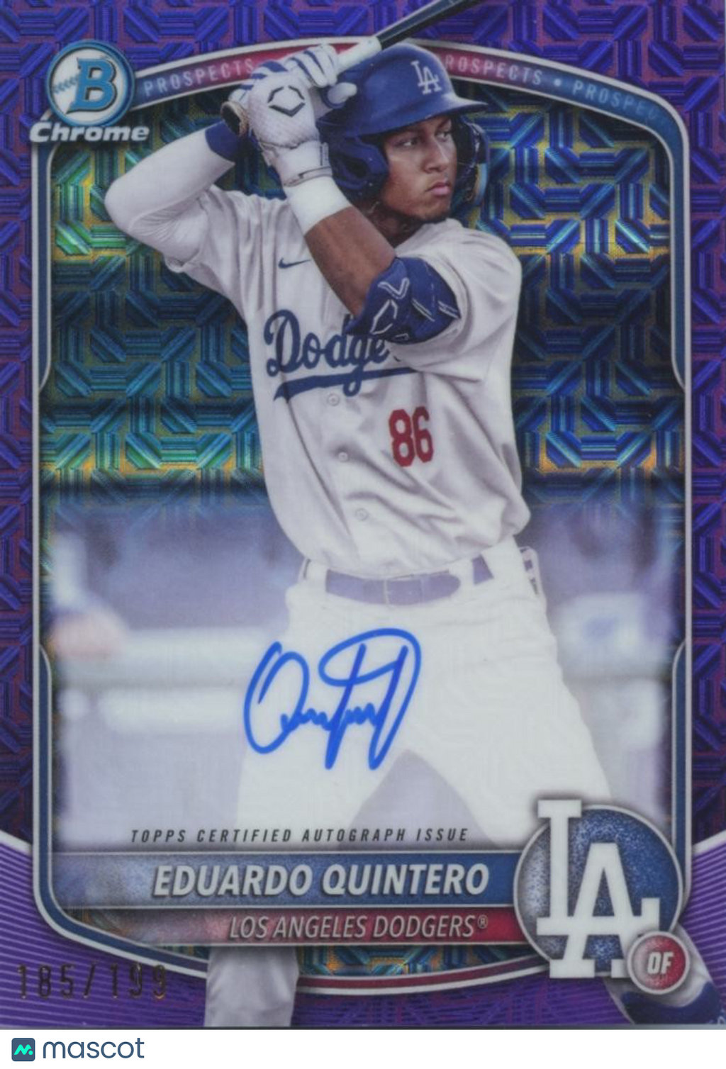 Eduardo Quintero 2025 Bowman Chrome Auto Autograph Purple Mega Box Dodgers /199