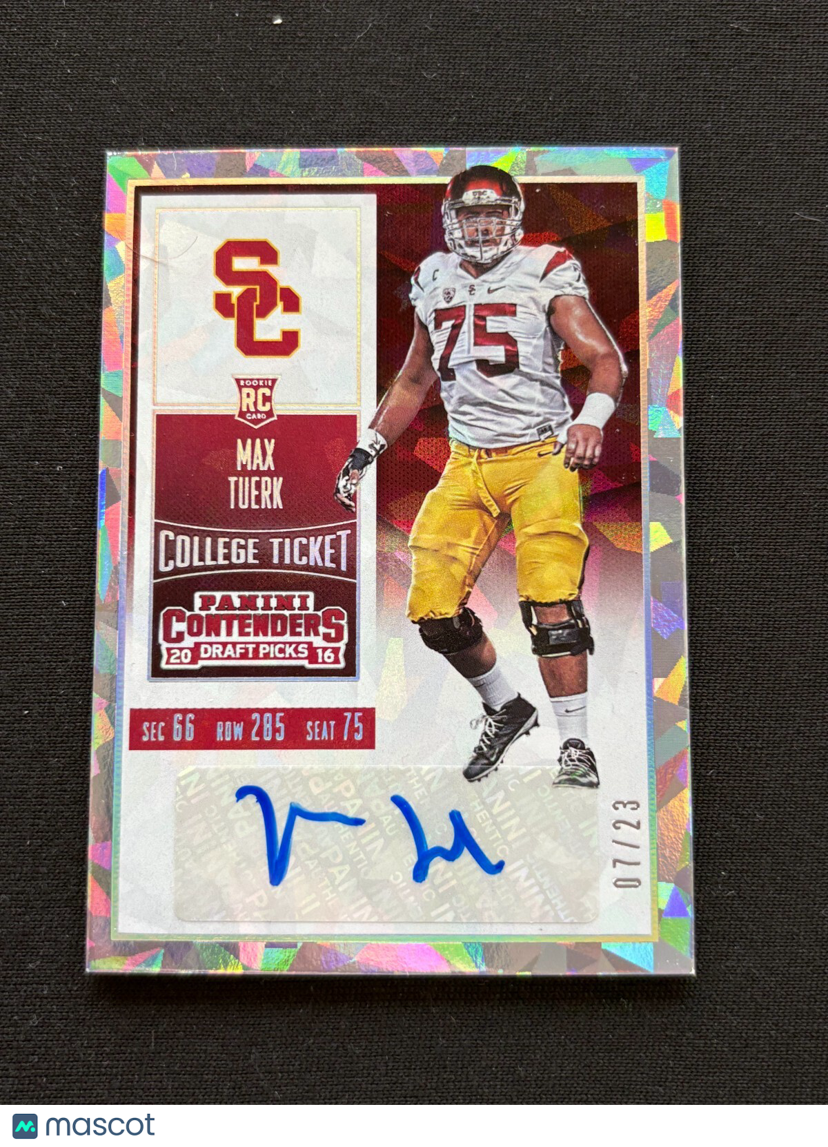 Max Tuerk 2016 Contenders Cracked Ice Auto Autograph RC USC Trojans 7/23