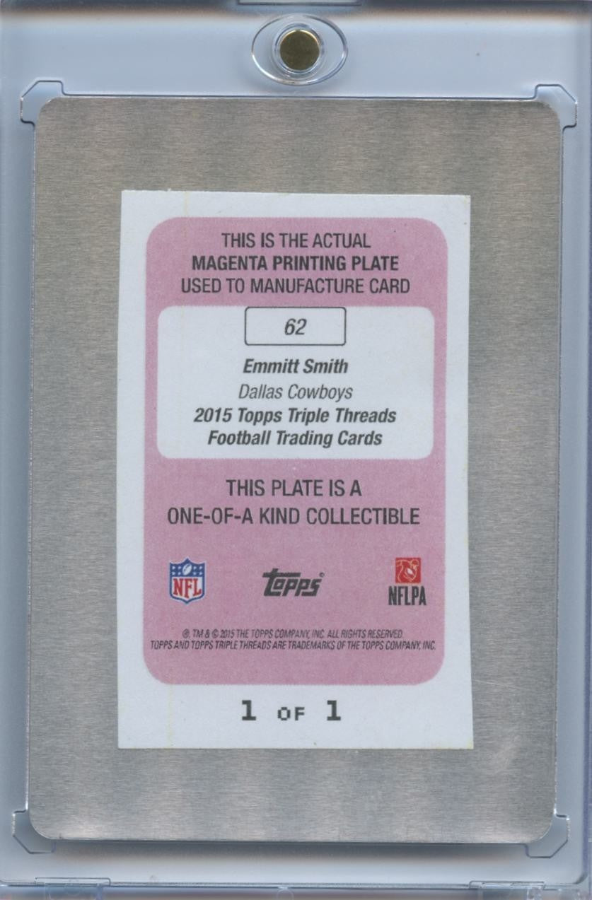 Emmitt Smith 2015 Topps Triple Threads Magenta Printing Plate Dallas Cowboys 1/1