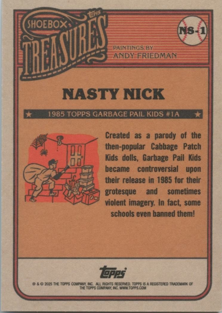 Nasty Nick 2025 Topps Shoebox Treasures '85 Garbage Pail Kids SSP SHORTPRINT #1