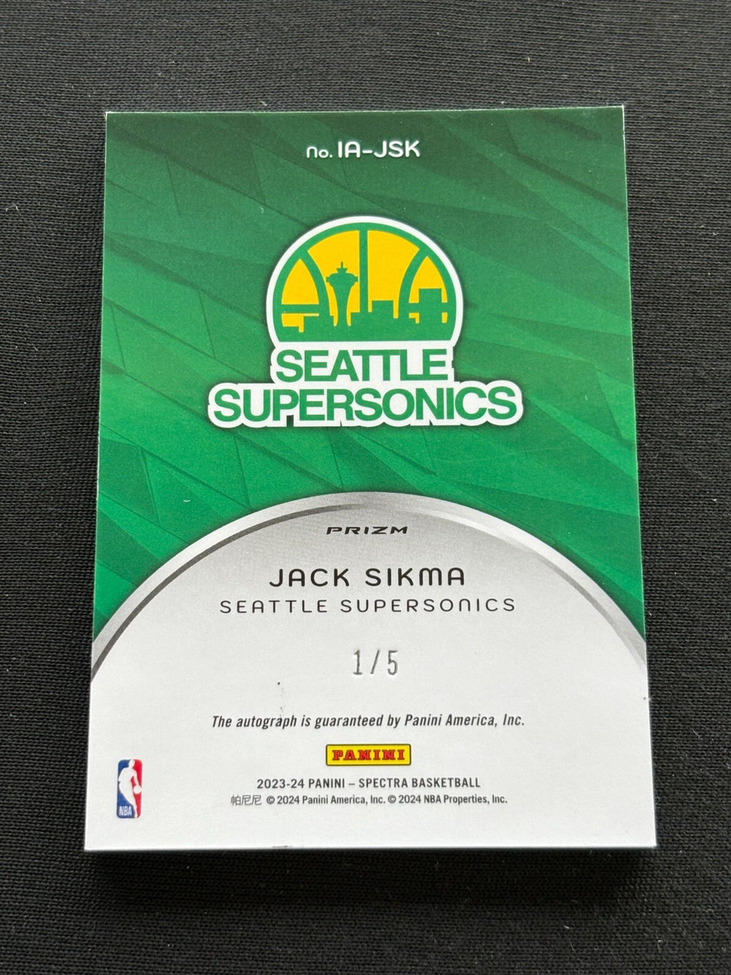 Jack Sikma 2023-24 Spectra Marble Auto Autograph SSP Seattle Supersonics 1/5