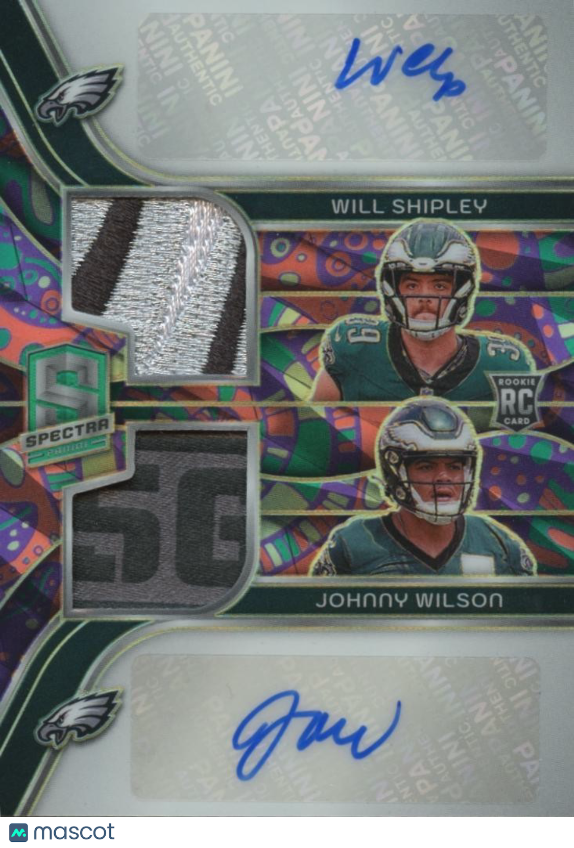 Will Shipley / Johnny Wilson 2024 Spectra Auto Autograph LOGO Patch Eagles 5/5