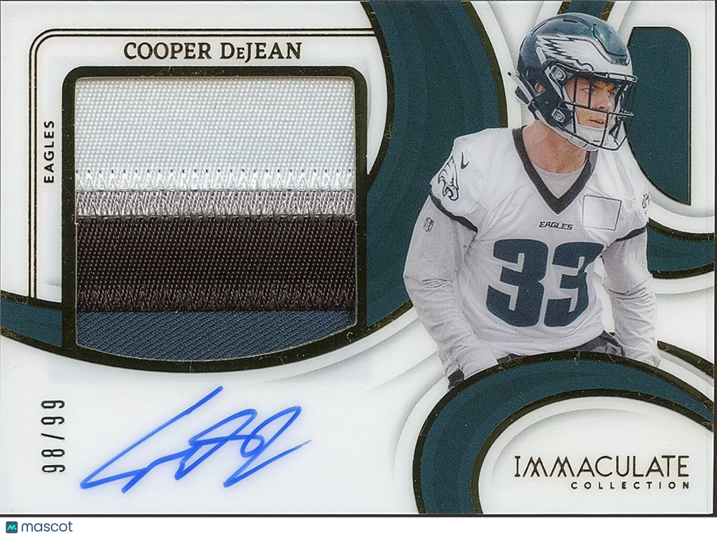 Cooper Dejean 2024 Immaculate Auto Autograph Patch Rookie RC Eagles 98/99