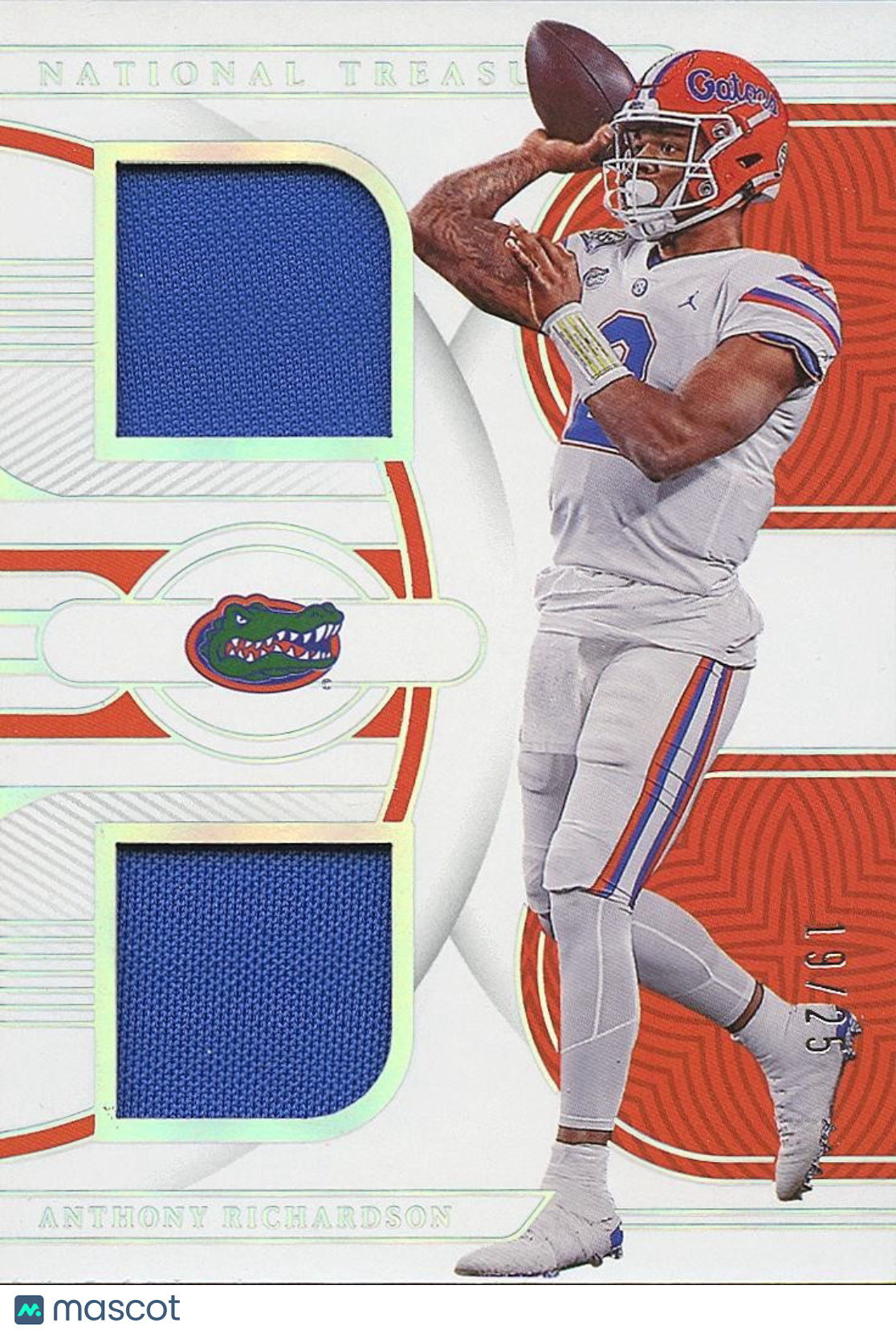 Anthony Richardson 2023 National Treasures RC Jersey Patch Florida Gators 19/25