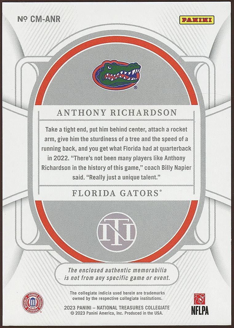 Anthony Richardson 2023 National Treasures RC Jersey Patch Florida Gators 19/25