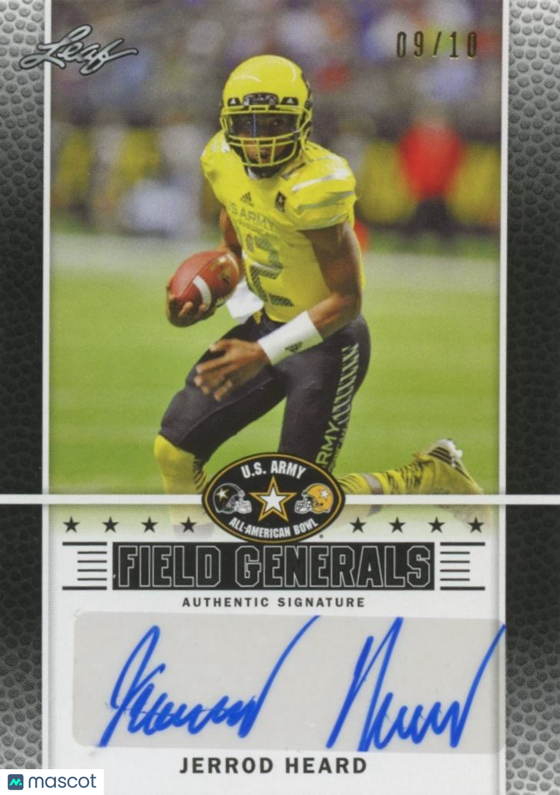 Jerrod Heard 2014 Leaf US Army Auto Autograph RC Rookie Texas Longhorns 9/10