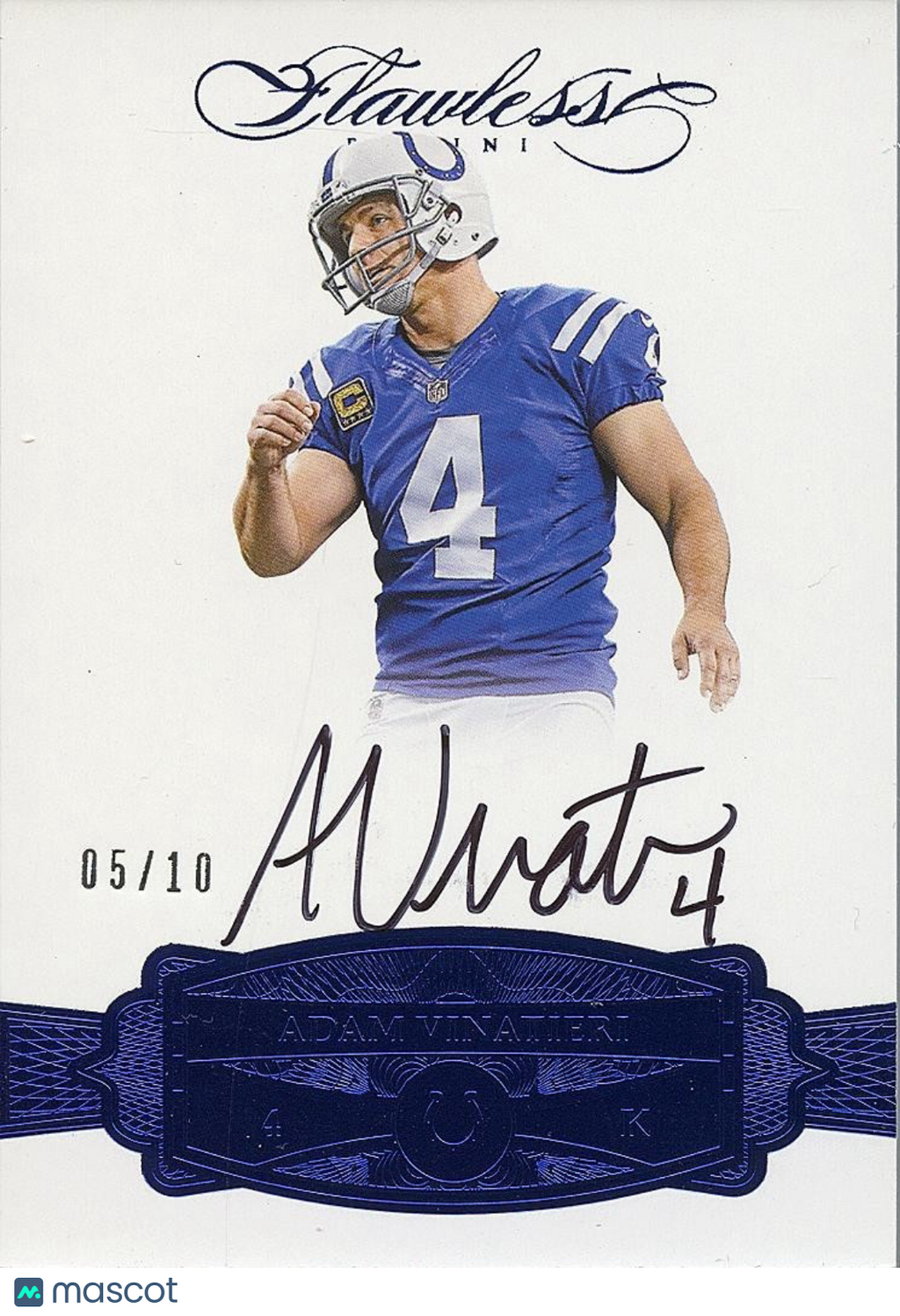 Adam Vinatieri 2016 Flawless Blue Auto Autograph Indianapolis Colts 5/10