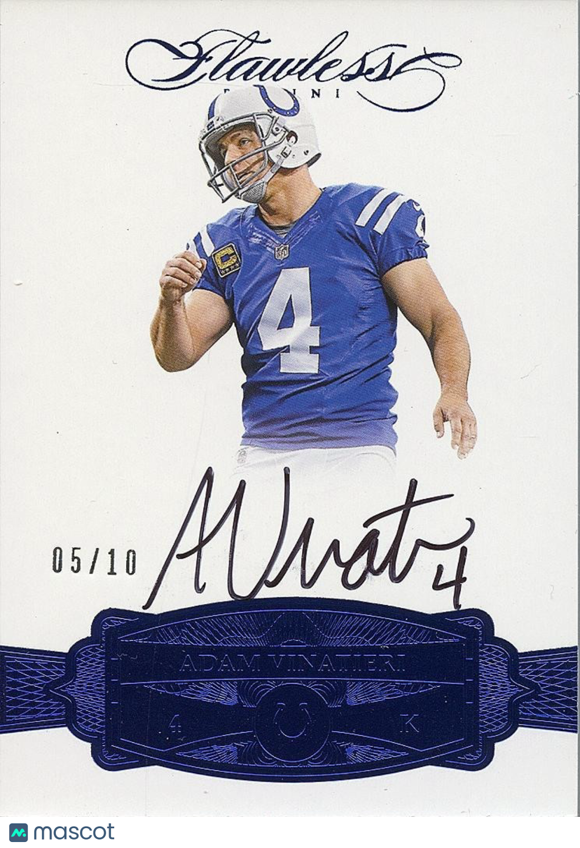 Adam Vinatieri 2016 Flawless Blue Auto Autograph Indianapolis Colts 5/10