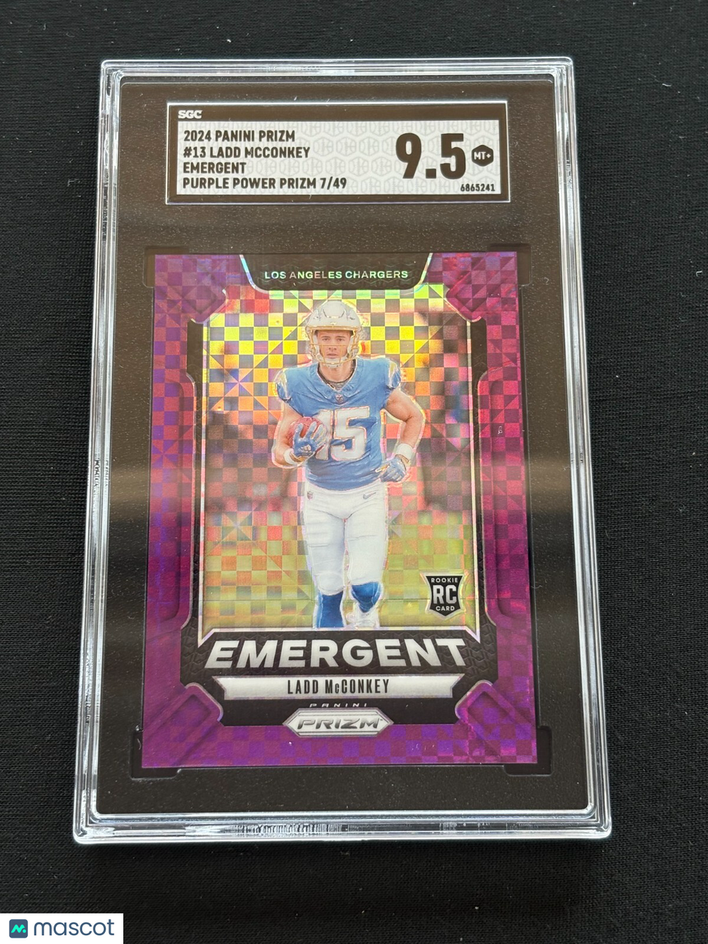 Ladd Mcconkey 2024 Prizm Emergent Purple Power Rookie LA Chargers 7/49 SGC 9.5