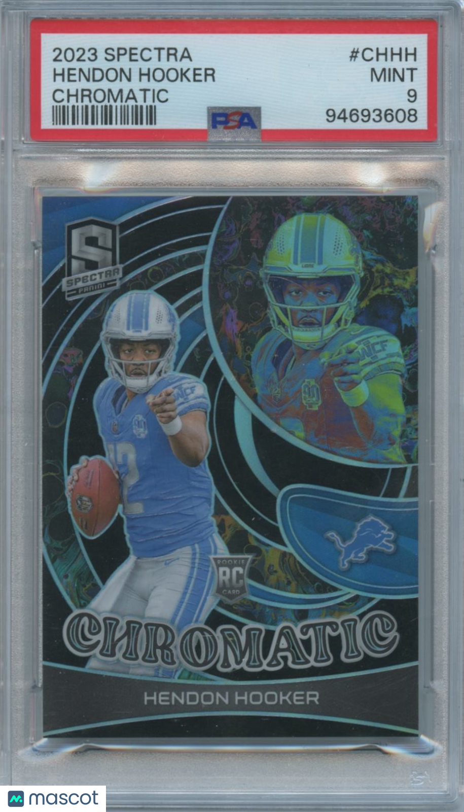 Hendon Hooker 2023 Spectra Chromatic Rookie RC Detroit Lions 61/99 PSA 9
