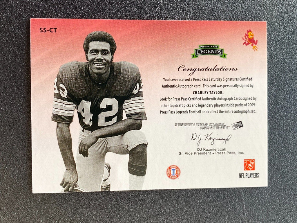 Charley Taylor 2009 Press Pass Red Ink SSP Auto Autograph Arizona State PR /75