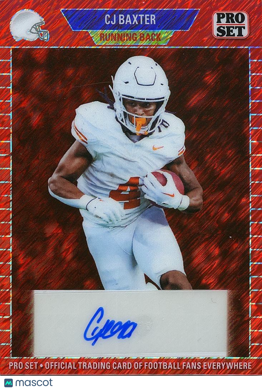 CJ Baxter 2024 Pro Set Auto Autograph SSP RC Rookie Texas Longhorns 5/5