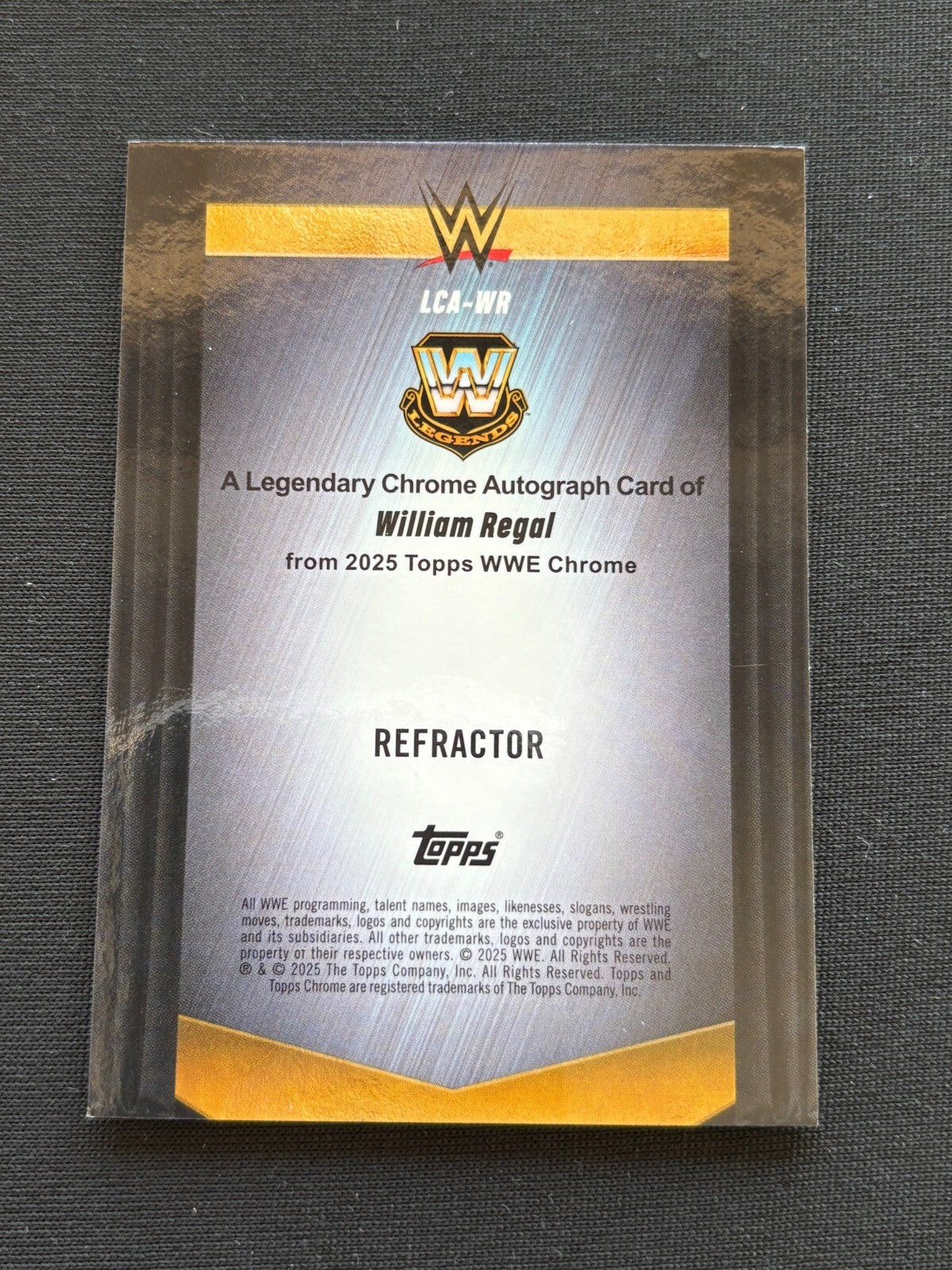 William Regal 2025 Topps Chrome On Card Auto Autograph WWE Wrestling 135/175