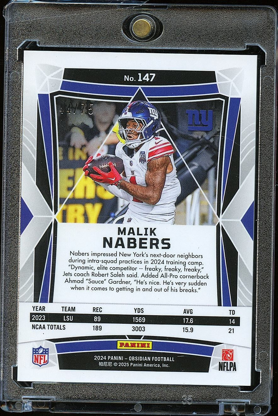 Malik Nabers 2024 Obsidian White Rookie RC New York Giants 44/75