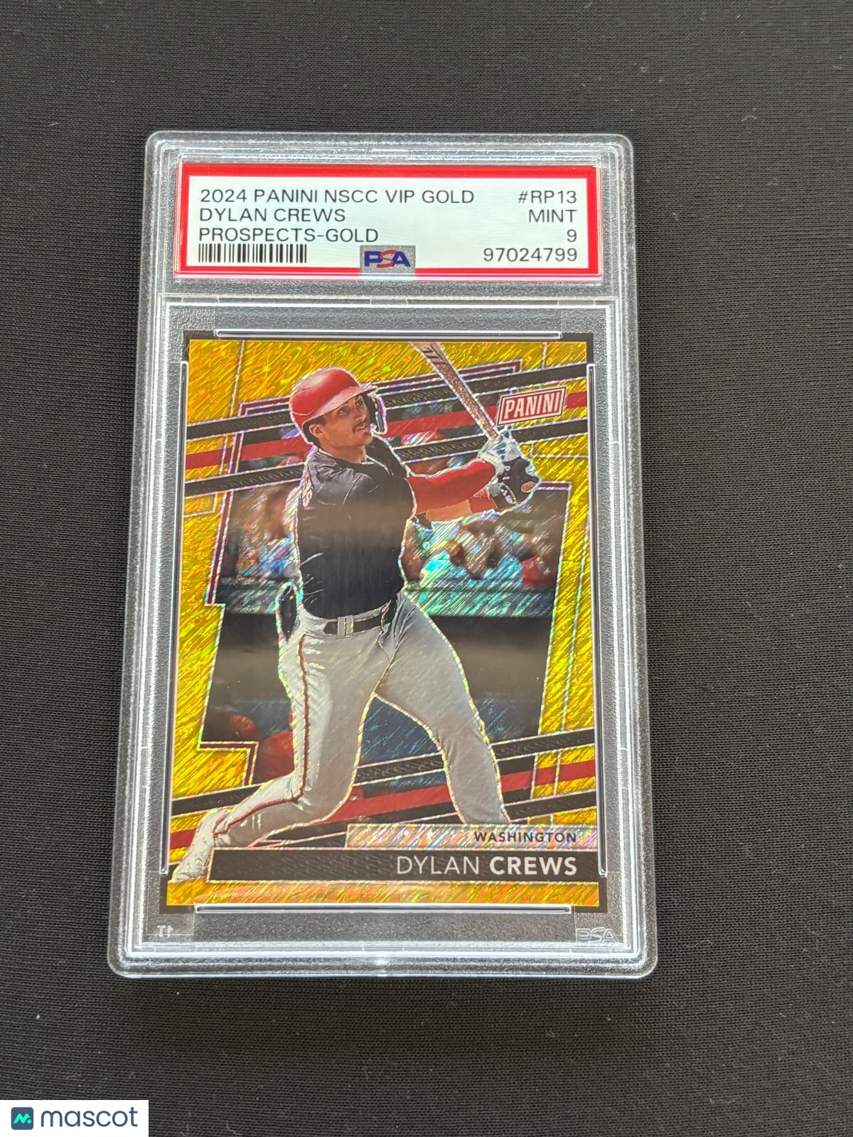 Dylan Crews 2024 Panini VIP GOLD Prizm Rookie RC Washington Nationals 5/10 PSA 9