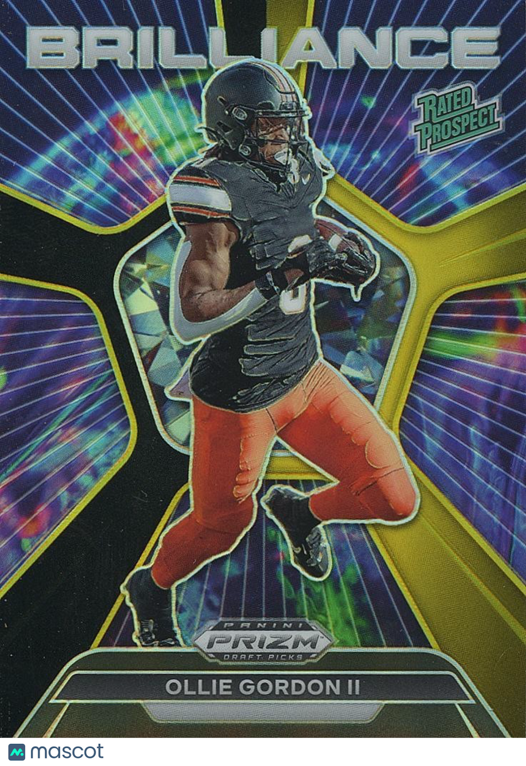 Ollie Gordon II 2024 Prizm Draft Brilliance Black GOLD Prizm RC OSU Cowboys 3/5