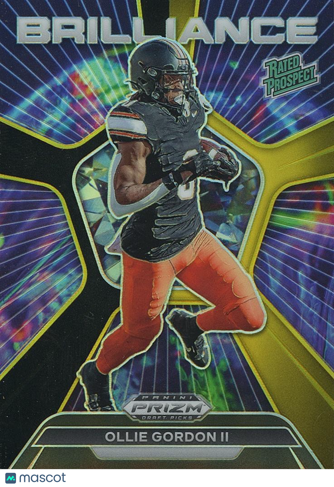 Ollie Gordon II 2024 Prizm Draft Brilliance Black GOLD Prizm RC OSU Cowboys 3/5